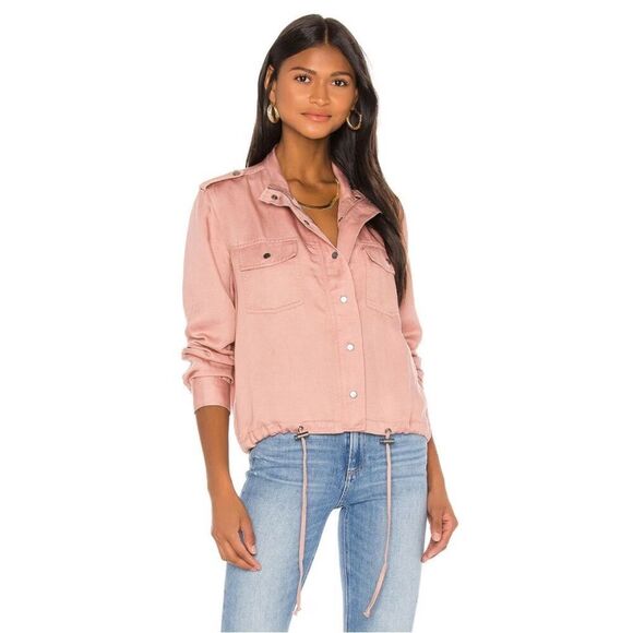 Rails Collins Distressed Linen Blend Utility Boho Jacket Modern In Rose Dust - Picture 2 of 15